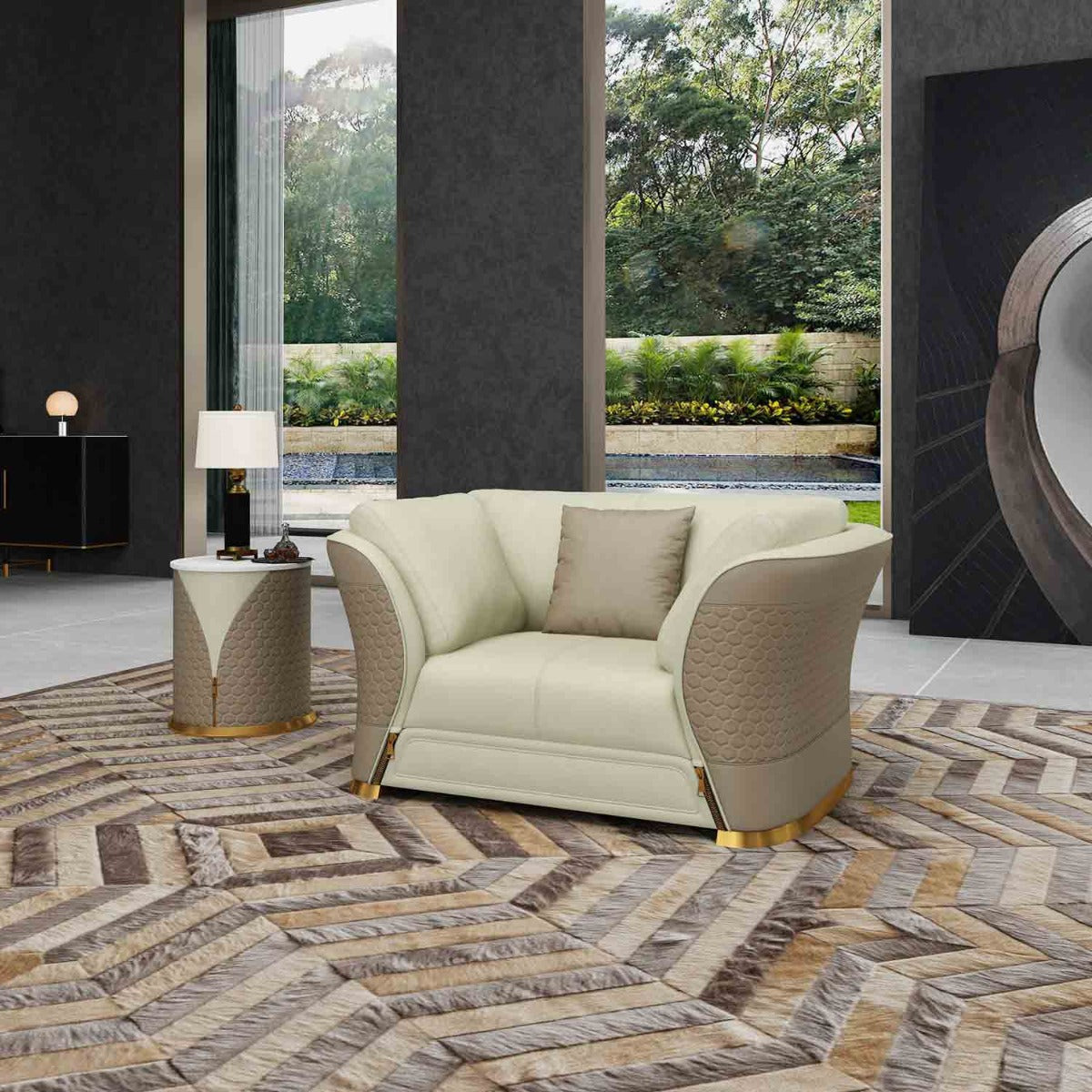 European Furniture - Vogue 3 Piece Living Room Set in Taupe-Beige - 27991-3SET - New Star Living