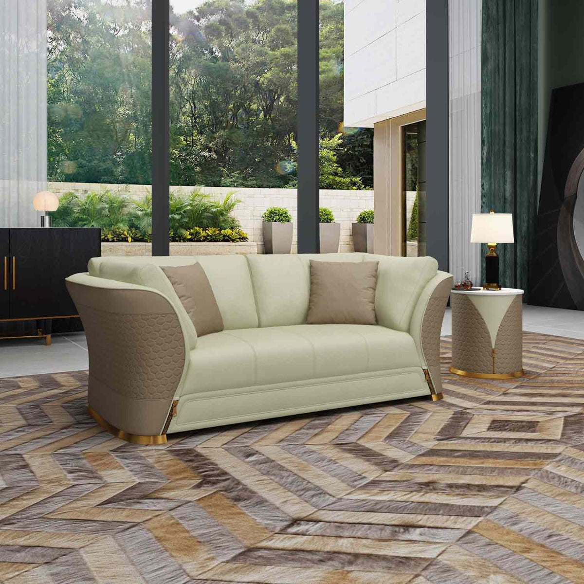 European Furniture - Vogue 2 Piece Living Room Set in Taupe-Beige - 27991-2SET - New Star Living