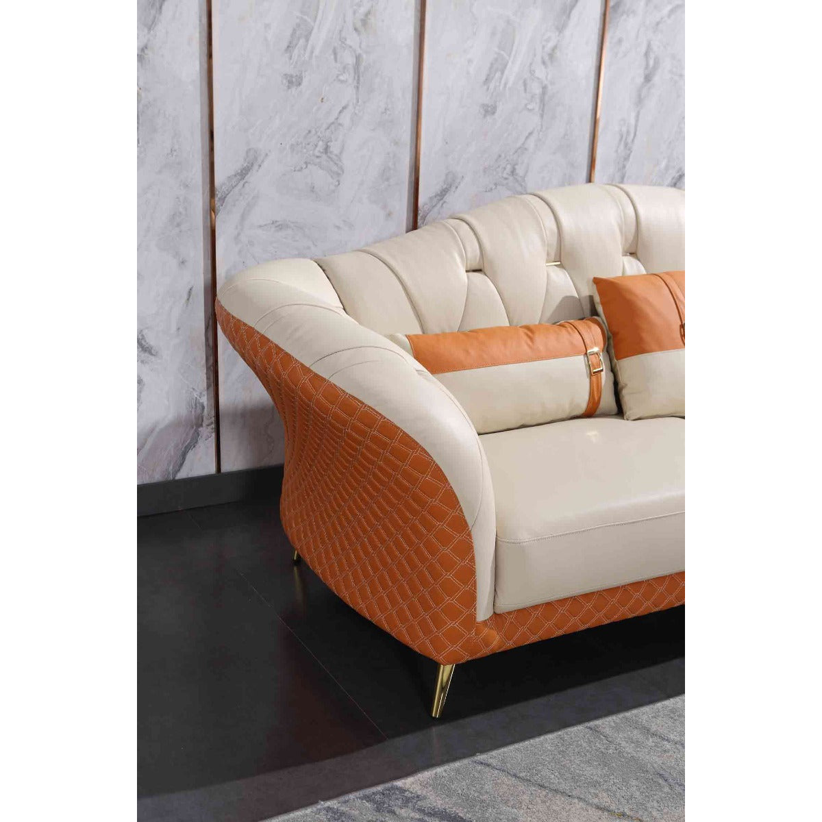 European Furniture - Amalia 3 Piece Living Room Set in White-Orange - 28040-3SET - New Star Living
