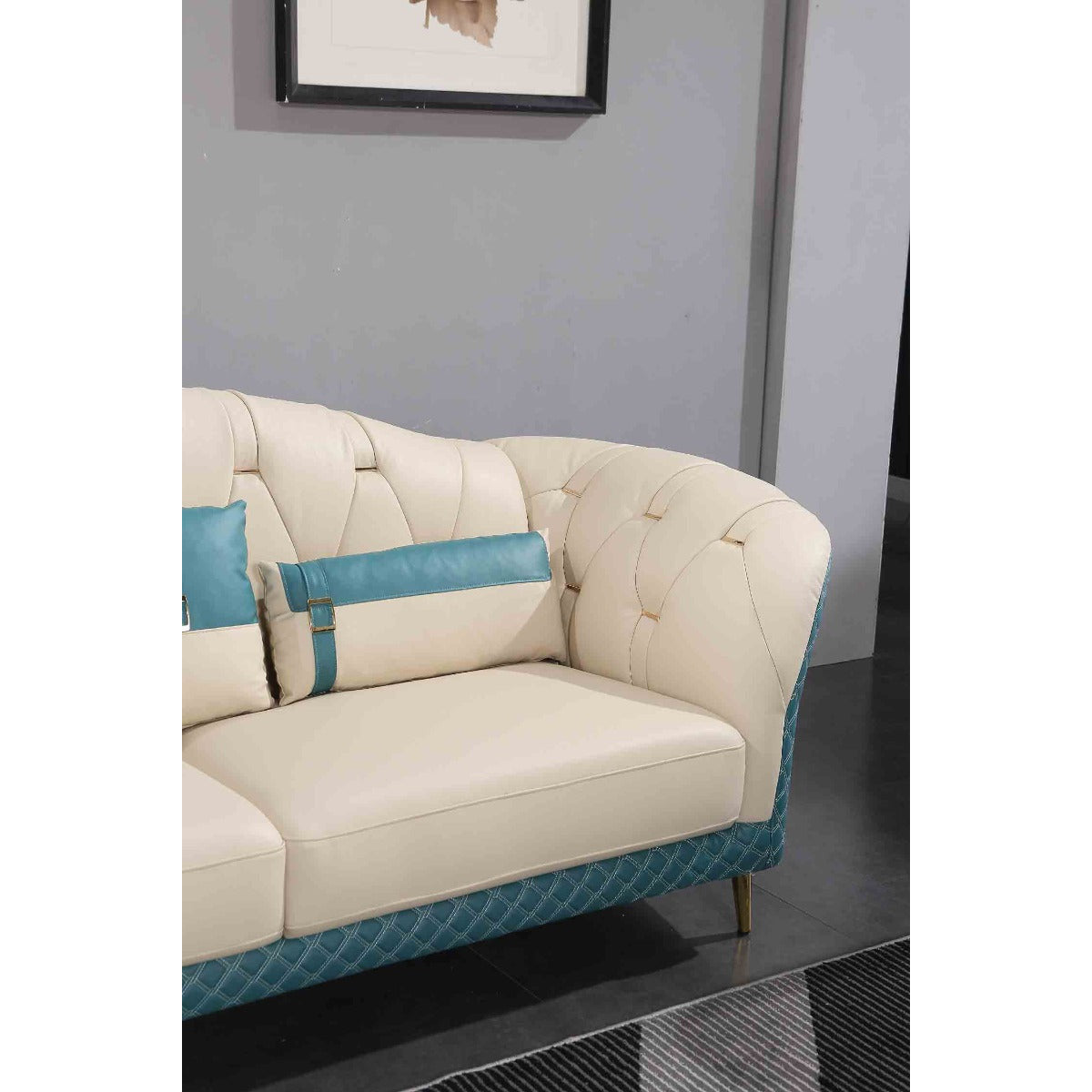 European Furniture - Amalia 3 Piece Living Room Set in White-Blue - 28042-3SET - New Star Living