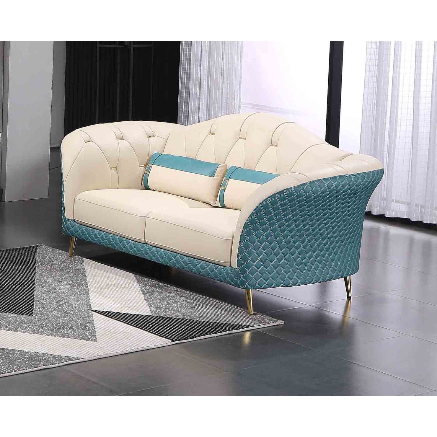 European Furniture - Amalia 3 Piece Living Room Set in White-Blue - 28042-3SET - New Star Living