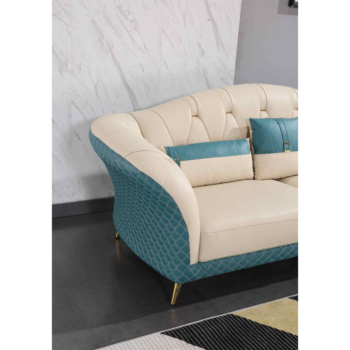European Furniture - Amalia 2 Piece Living Room Set in White-Blue - 28042-2SET - New Star Living