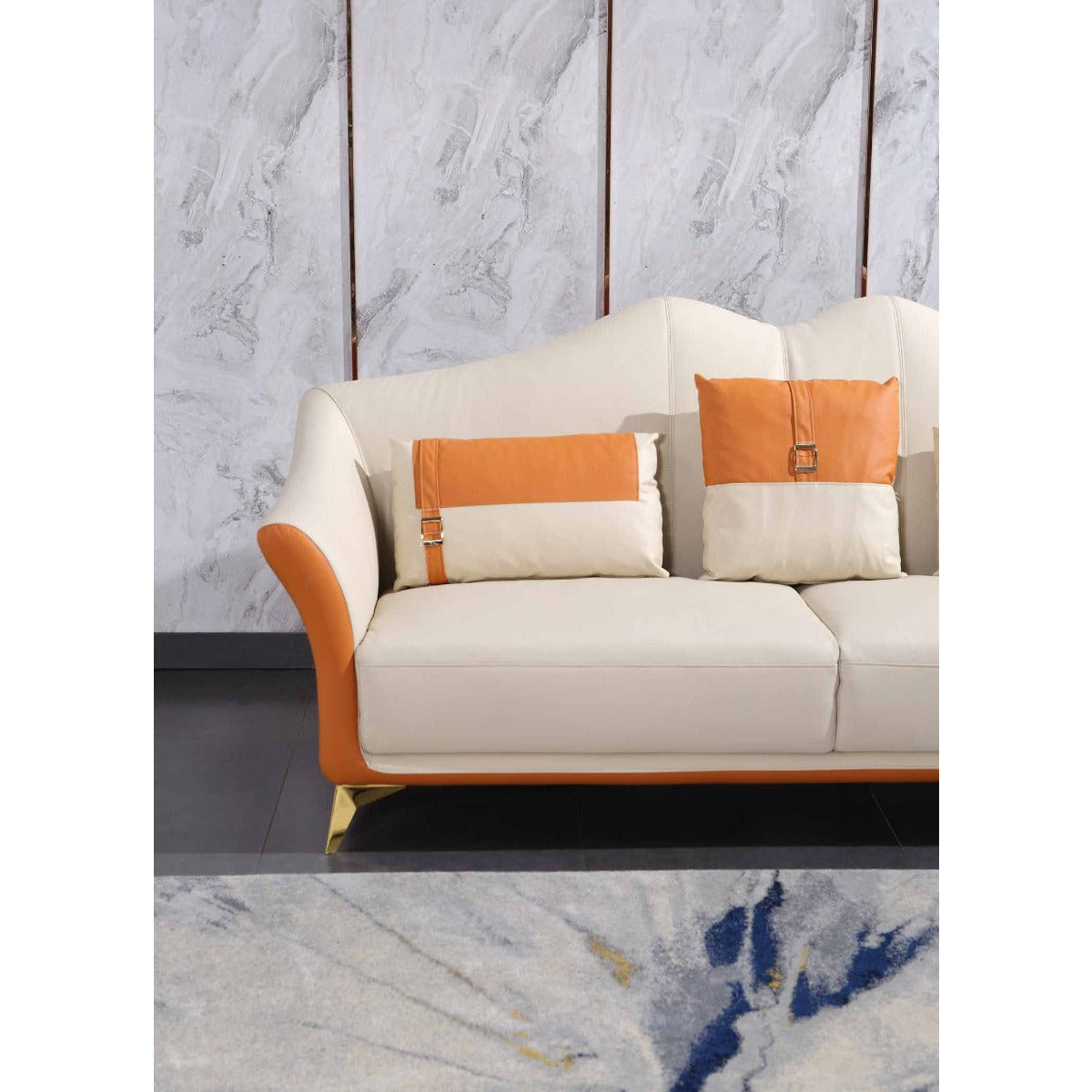 European Furniture - Winston Loveseat in White-Orange - 29050-L - New Star Living