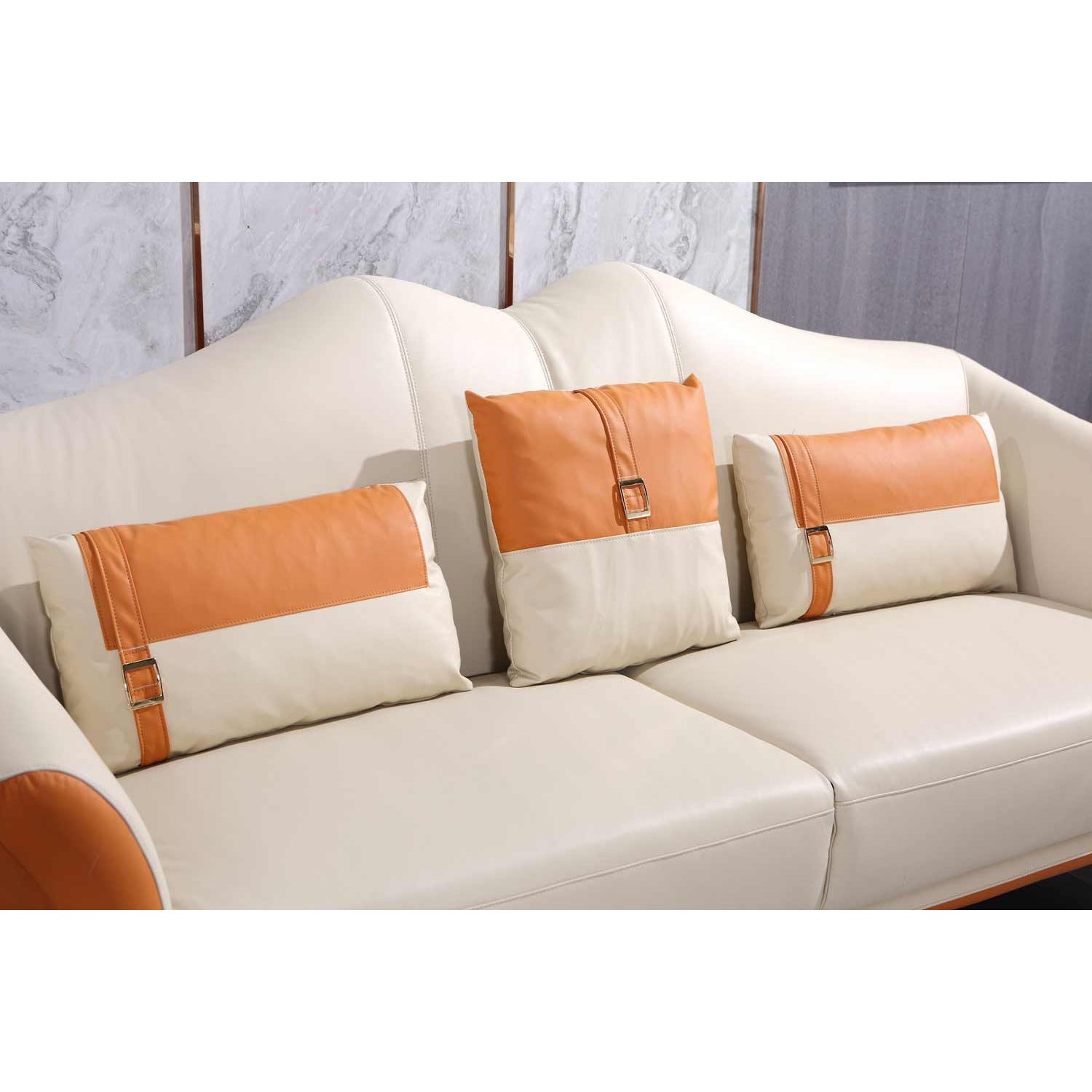 European Furniture - Winston 2 Piece Living Room Set in White-Orange - 29050-2SET - New Star Living