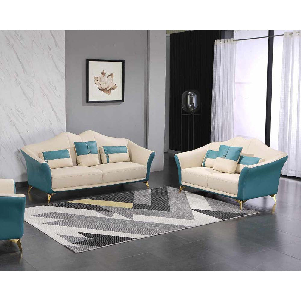 European Furniture - Winston Loveseat in White-Blue - 29052-L - New Star Living