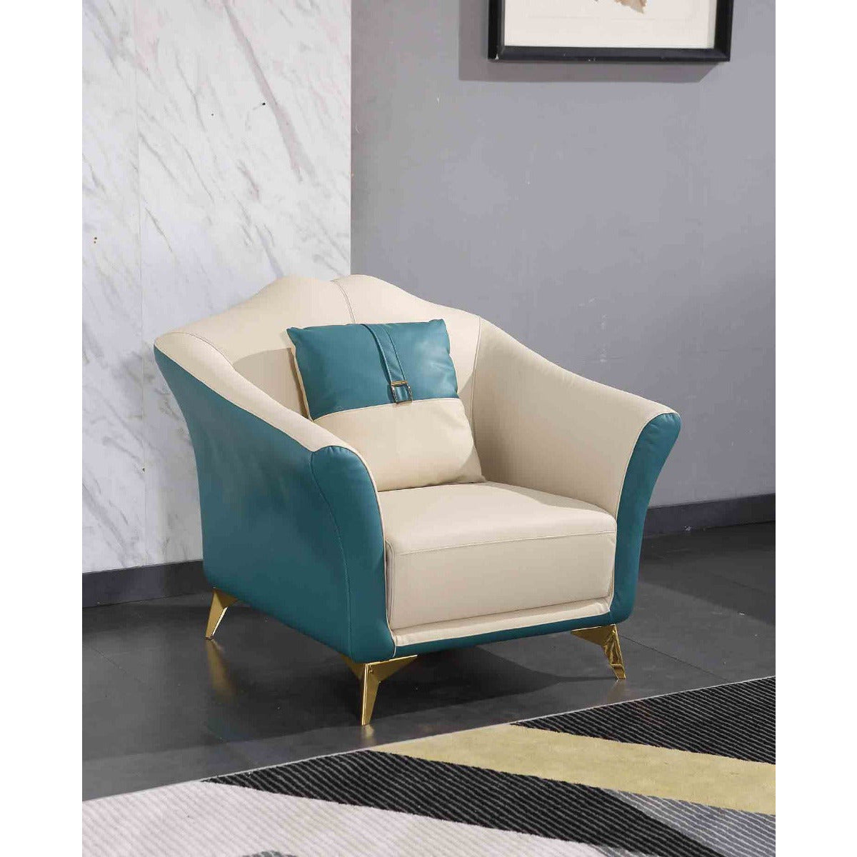 European Furniture - Winston Chair in White-Blue - 29052-C - New Star Living