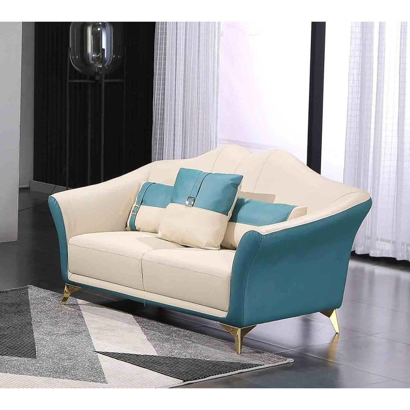 European Furniture - Winston 2 Piece Living Room Set in White-Blue - 29052-2SET - New Star Living