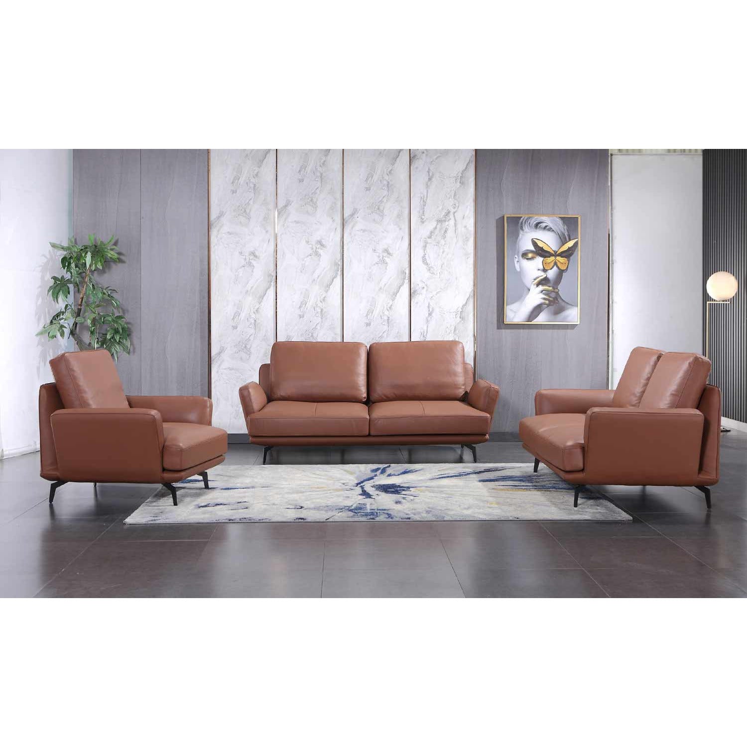European Furniture - Tratto 3 Piece Living Room Set in Russet Brown - 37455-3SET - New Star Living
