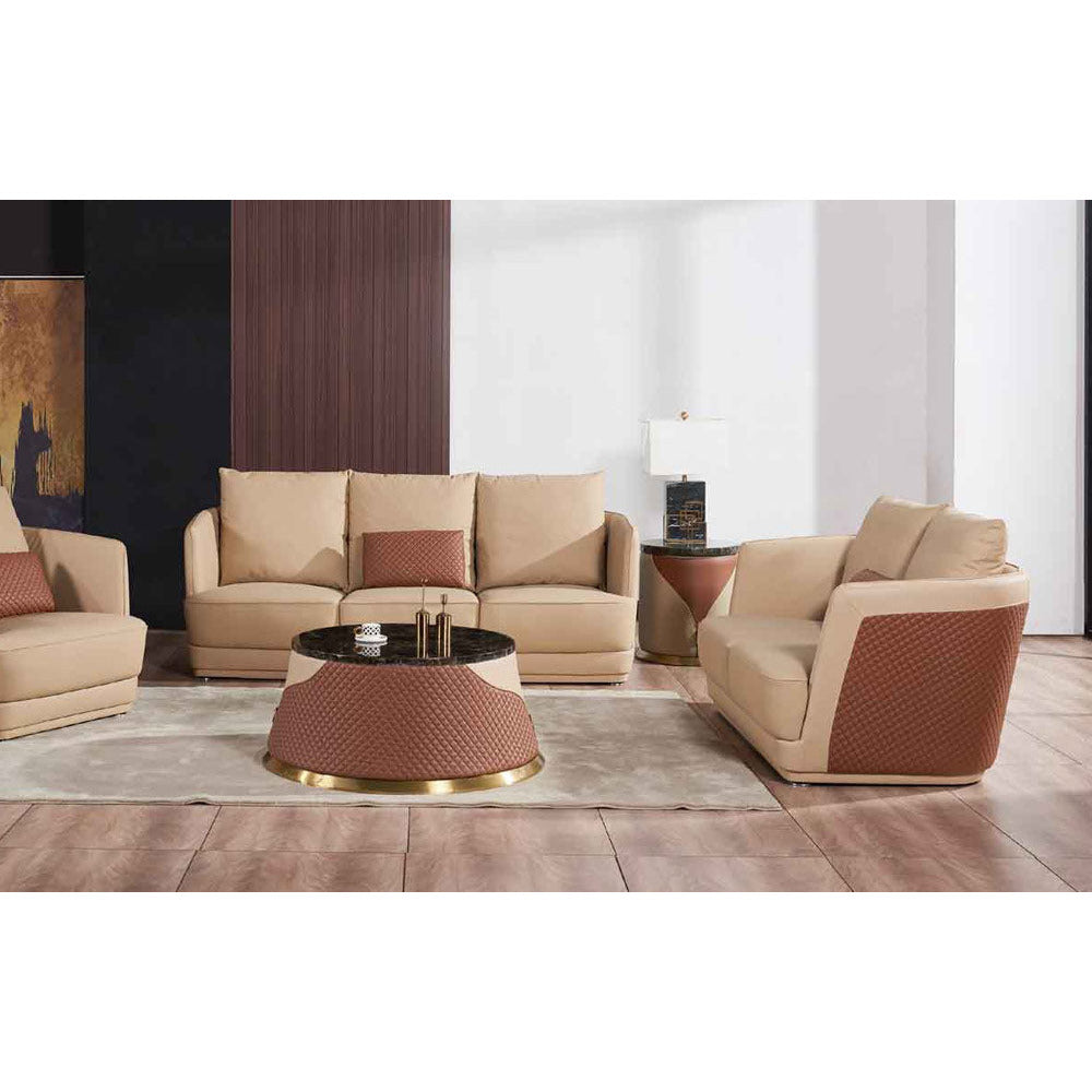 European Furniture - Glamour 2 Piece Living Room Set in Tan-Brown - 51617-2SET - New Star Living