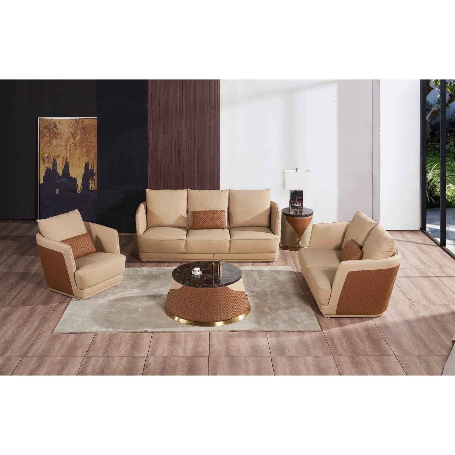 European Furniture - Glamour Chair in Tan-Brown - 51617-C - New Star Living