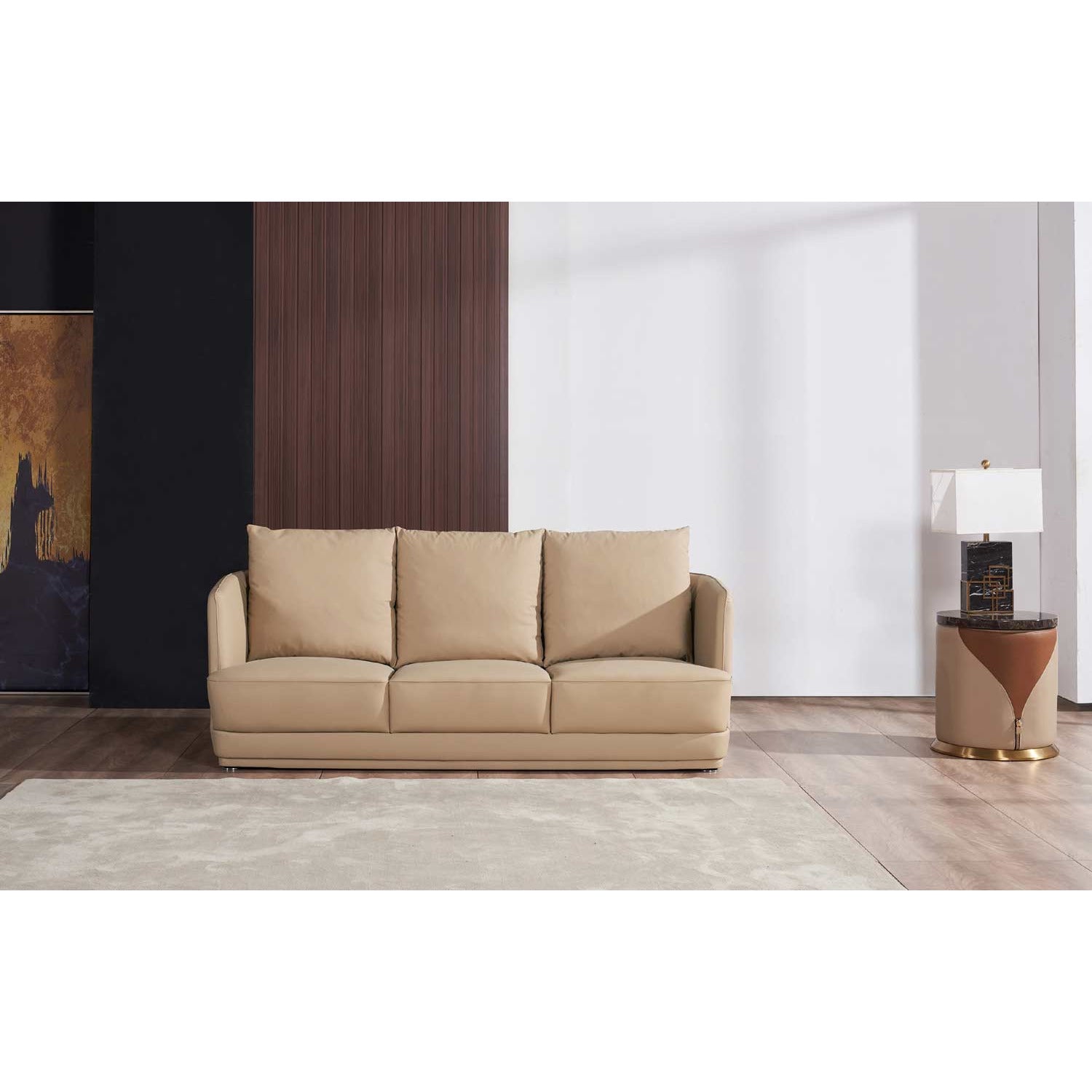 European Furniture - Glamour Sofa in Tan-Brown - 51617-S - New Star Living