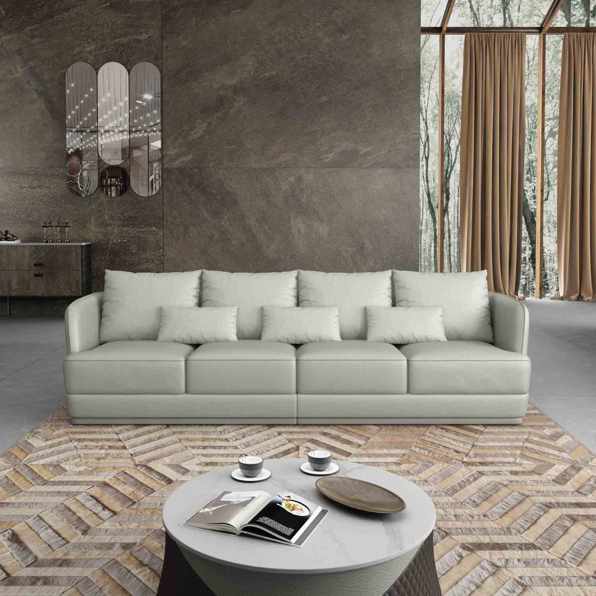 European Furniture - Glamour Ovesize Sofa in Grey-Chocolate - 51618-4S - New Star Living