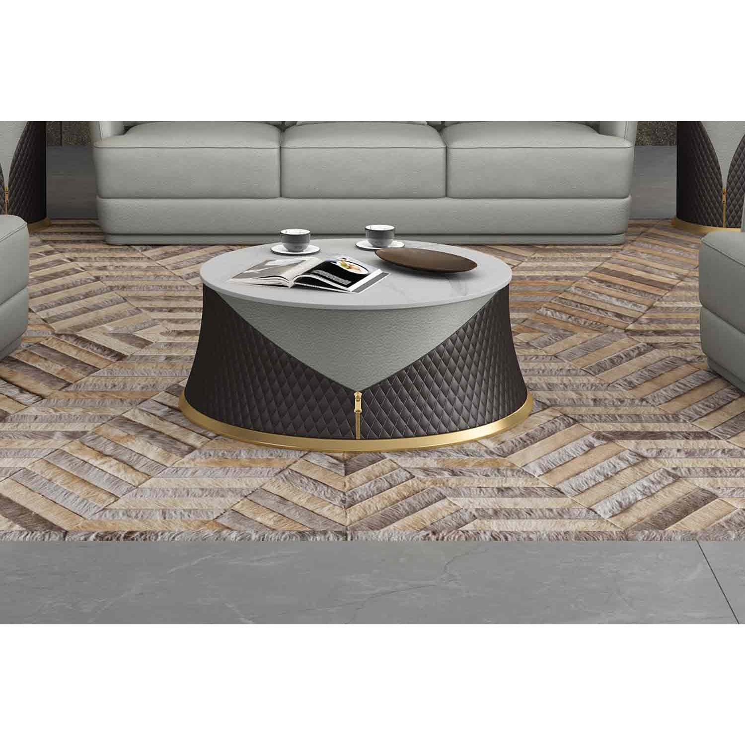 European Furniture - Glamour Coffee Table in Grey-Chocolate - 51618-CT - New Star Living
