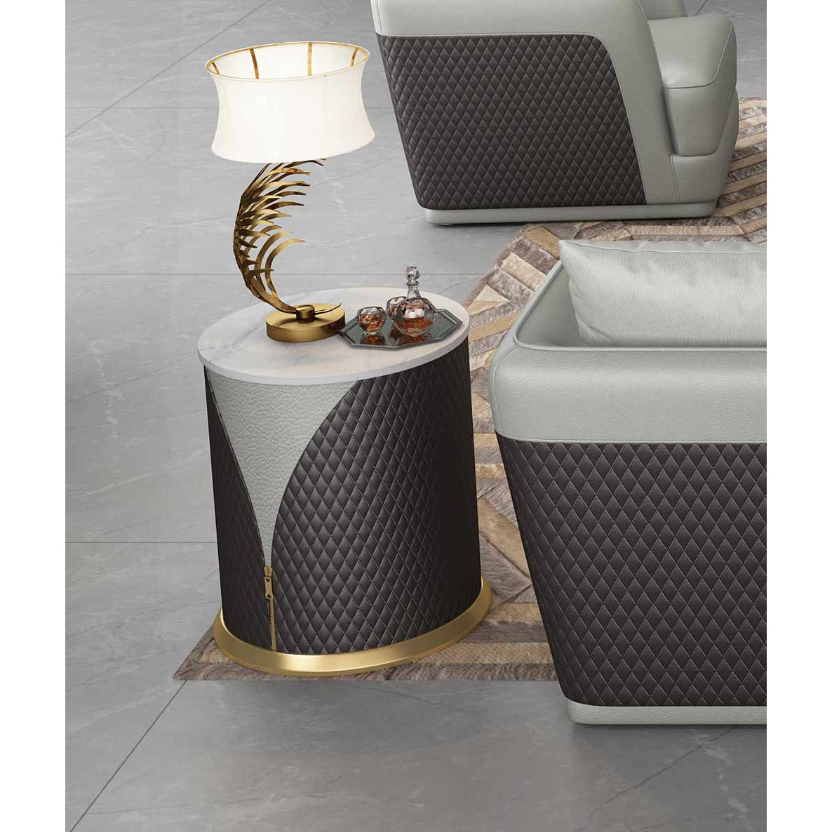 European Furniture - Glamour End Table in Grey-Chocolate - 51618-ET - New Star Living