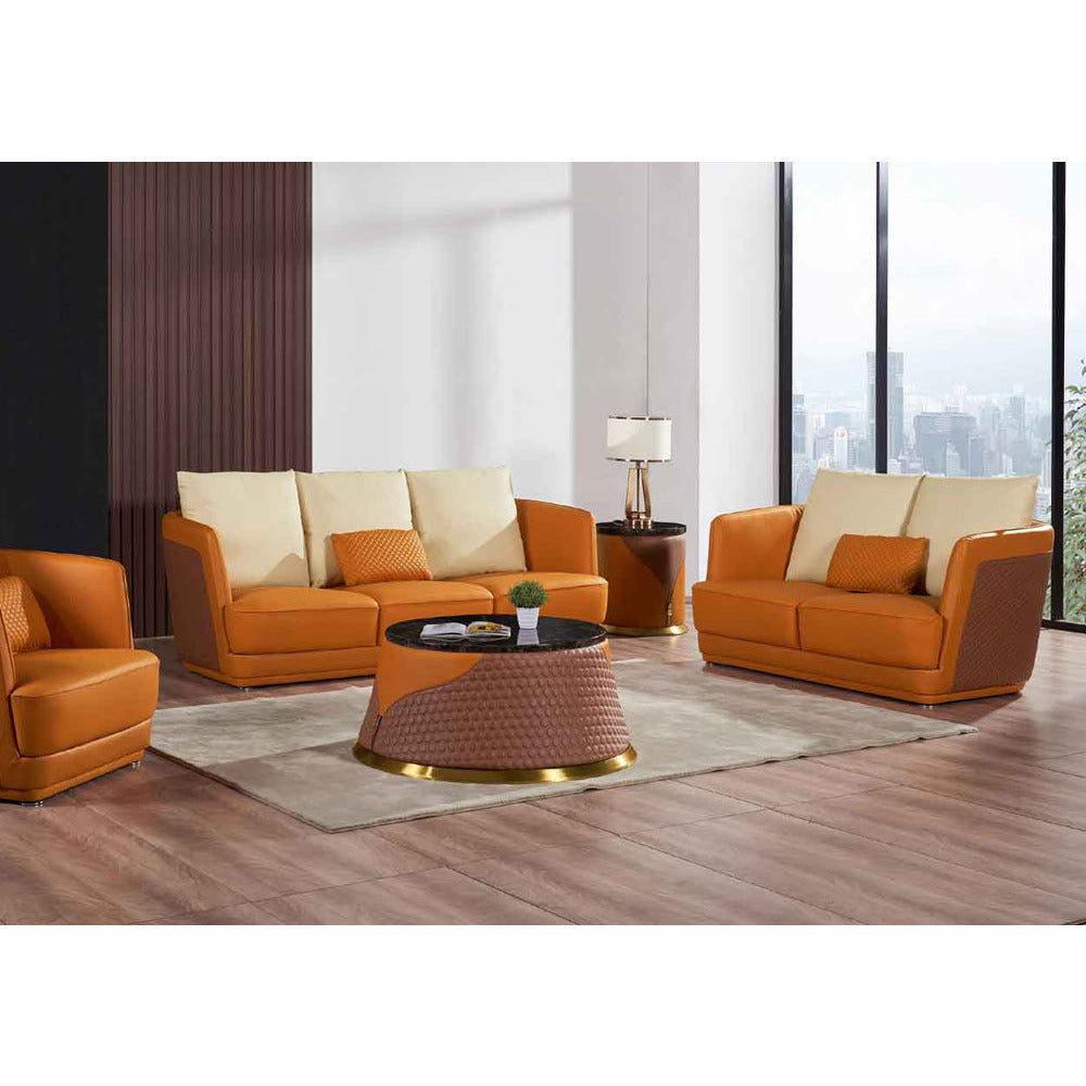 European Furniture - Glamour Ovesize Sofa in Orange-Brown - 51619-4S - New Star Living