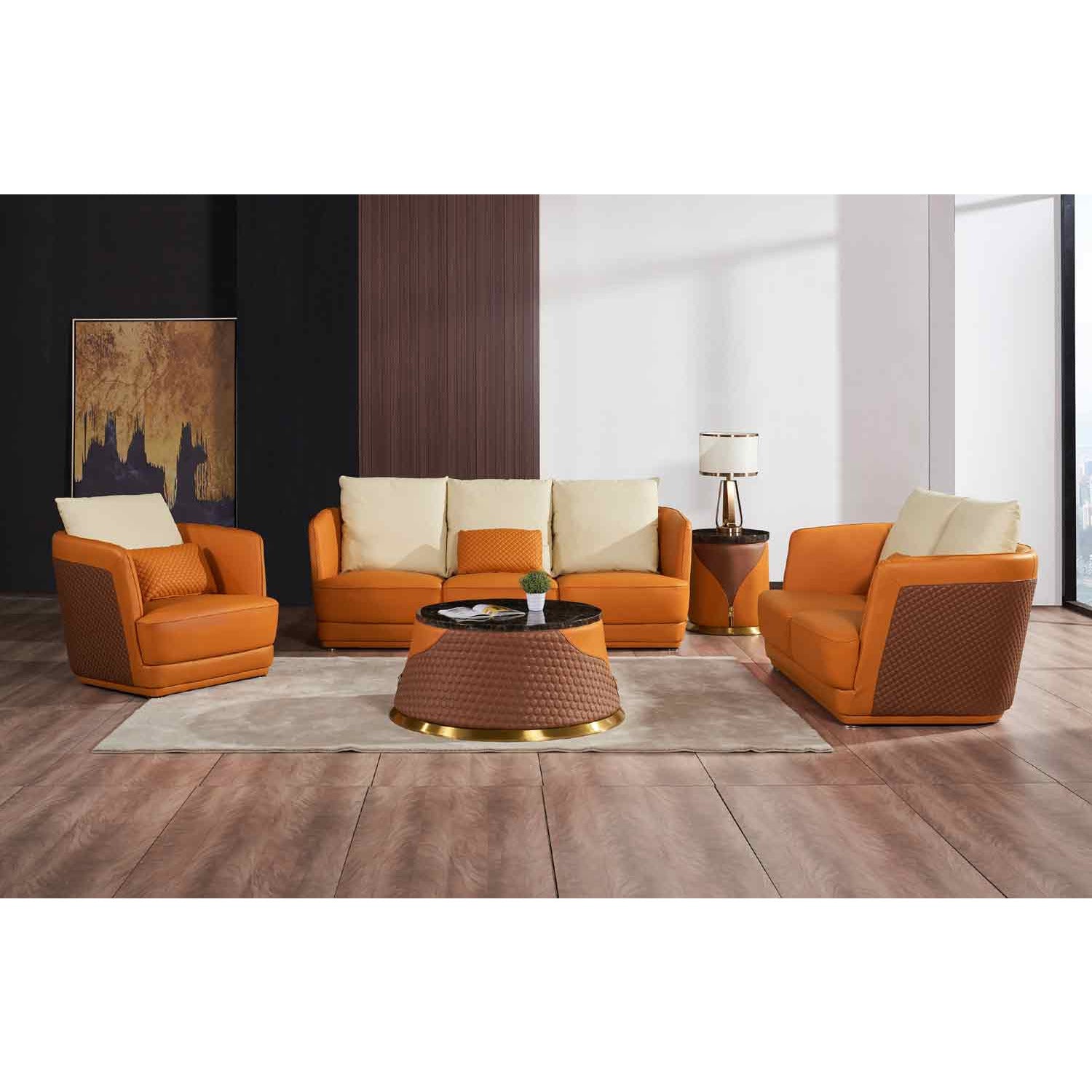 European Furniture - Glamour Loveseat in Orange-Brown - 51619-L - New Star Living
