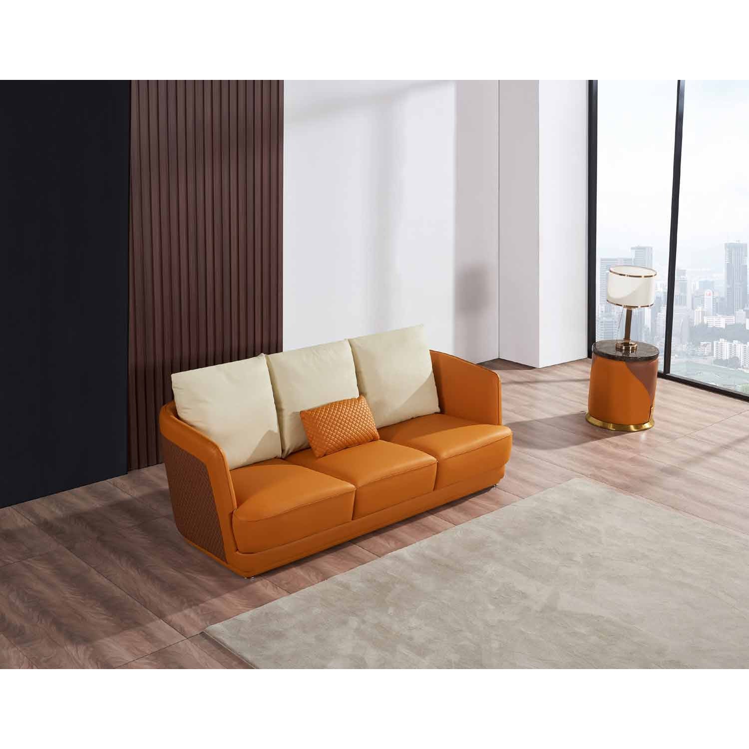 European Furniture - Glamour 3 Piece Living Room Set in Orange-Brown - 51619-3SET - New Star Living