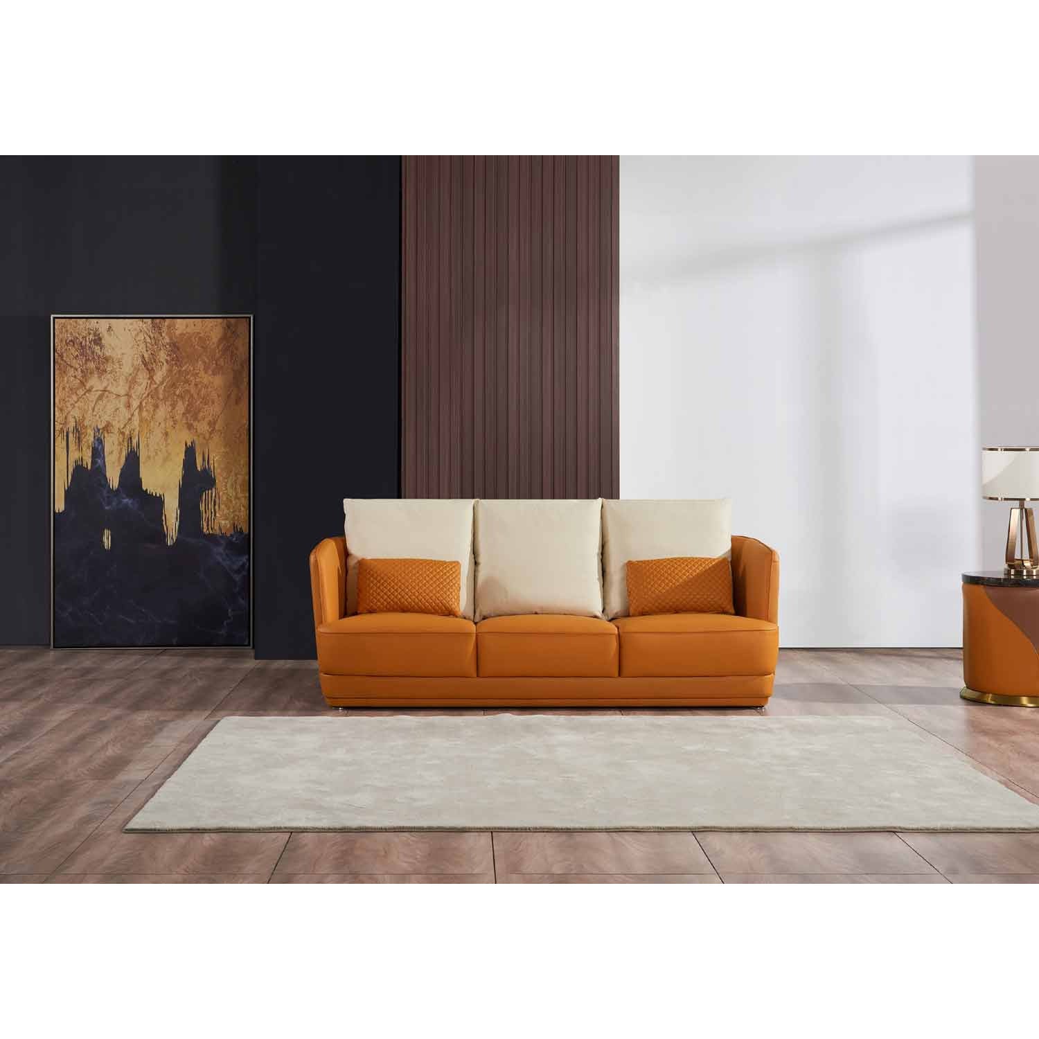 European Furniture - Glamour 3 Piece Living Room Set in Orange-Brown - 51619-3SET - New Star Living