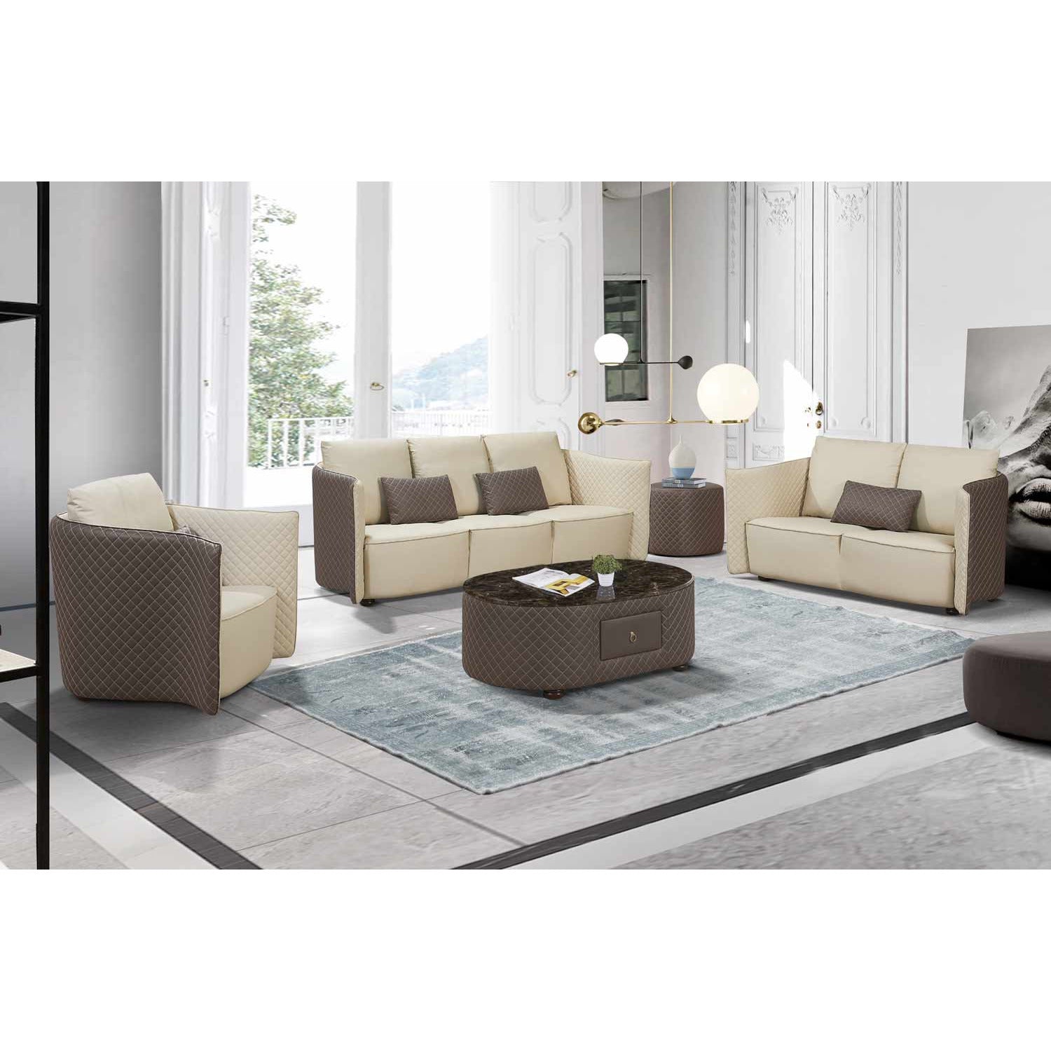 European Furniture - Makassar Coffee Table in Grey & Taupe - 52550-CT - New Star Living