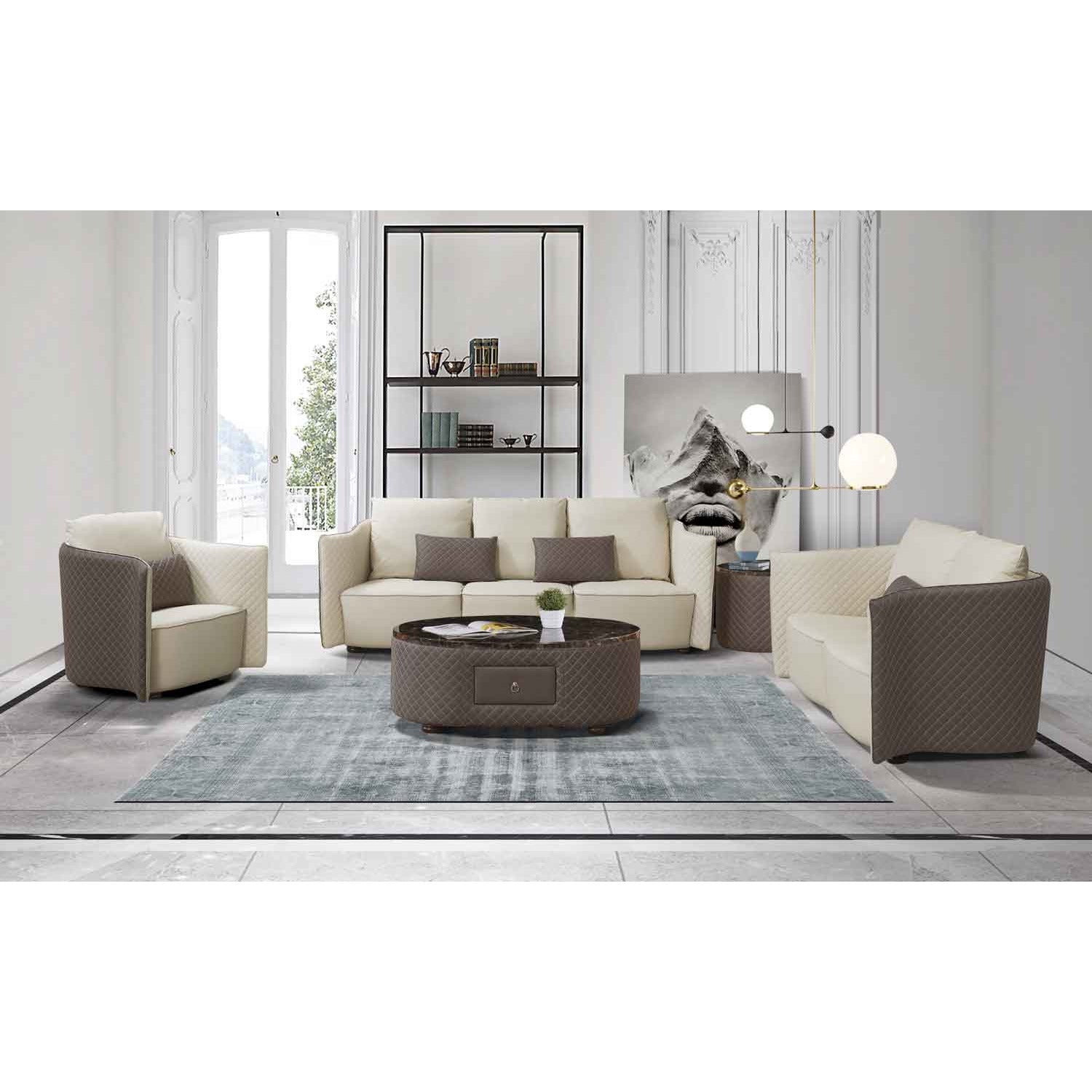 European Furniture - Makassar Loveseat in Grey & Taupe - 52550-L - New Star Living