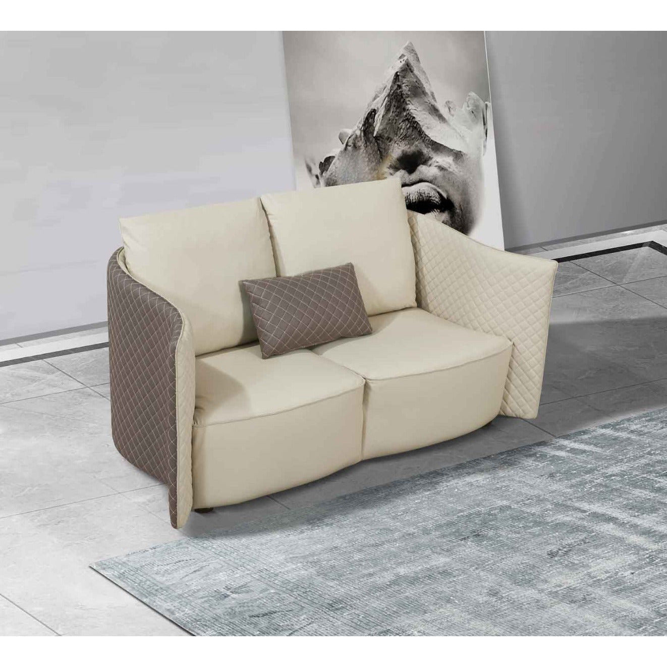 European Furniture - Makassar Loveseat in Grey & Taupe - 52550-L - New Star Living