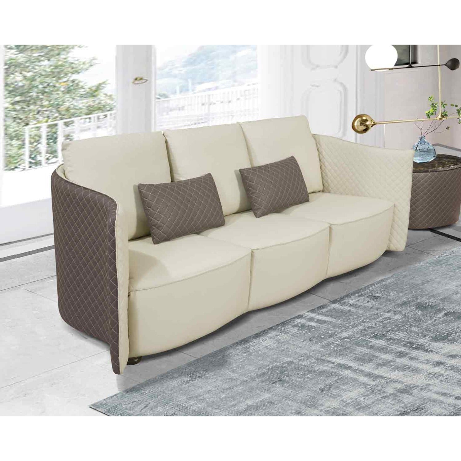 European Furniture - Makassar 3 Piece Living Room Set in Grey & Taupe - 52550-3SET - New Star Living