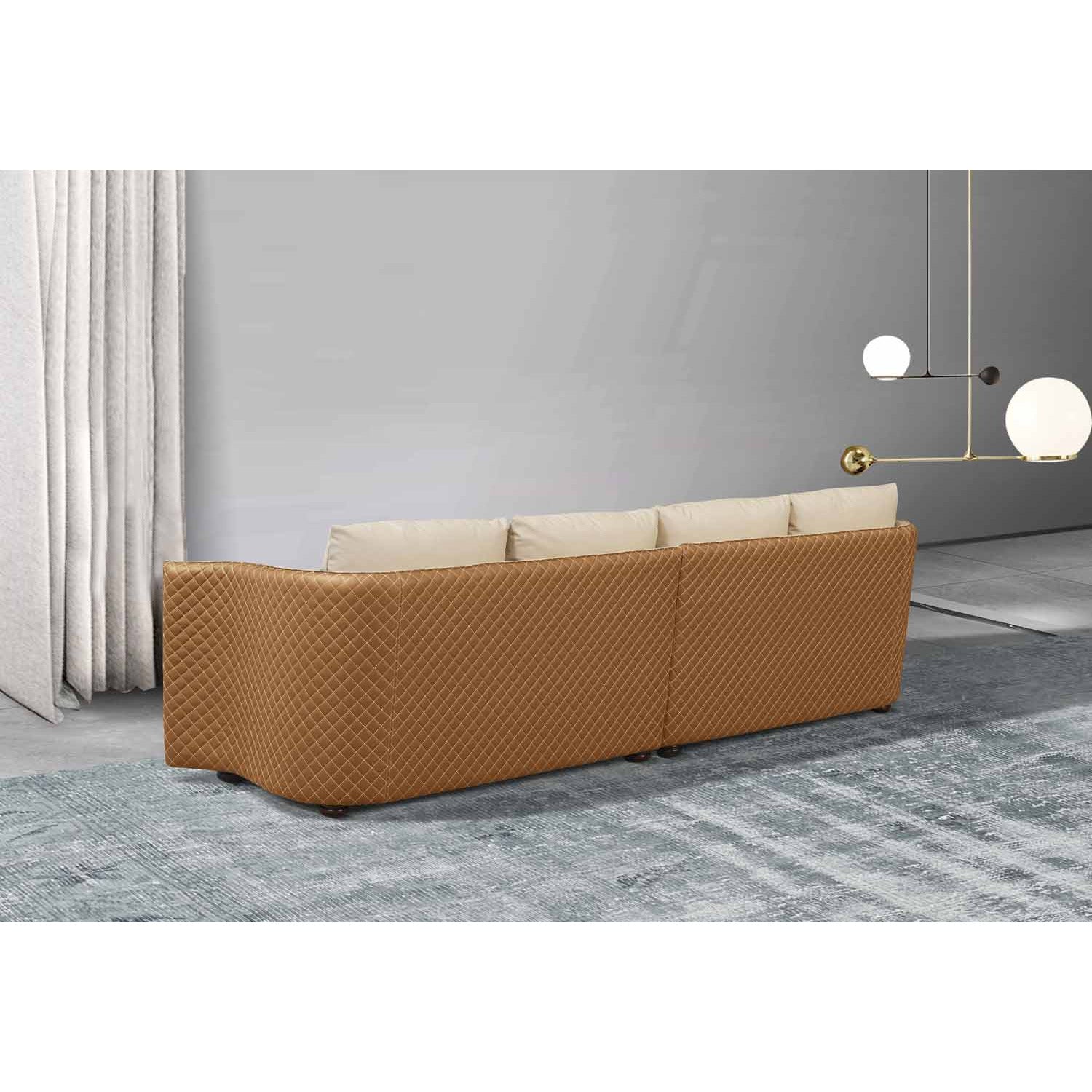 European Furniture - Makassar Oversize Sofa in Sand Beige & Orange - 52552-4S - New Star Living