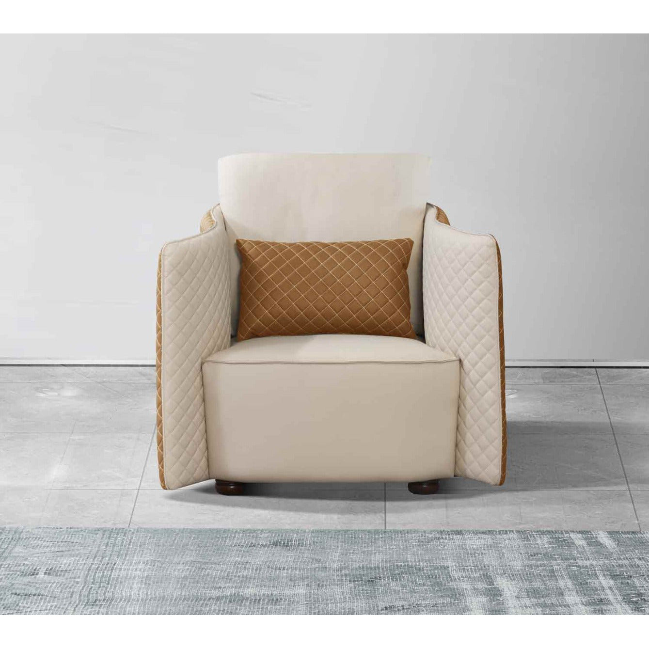 European Furniture - Makassar Chair in Sand Beige & Orange - 52552-C - New Star Living