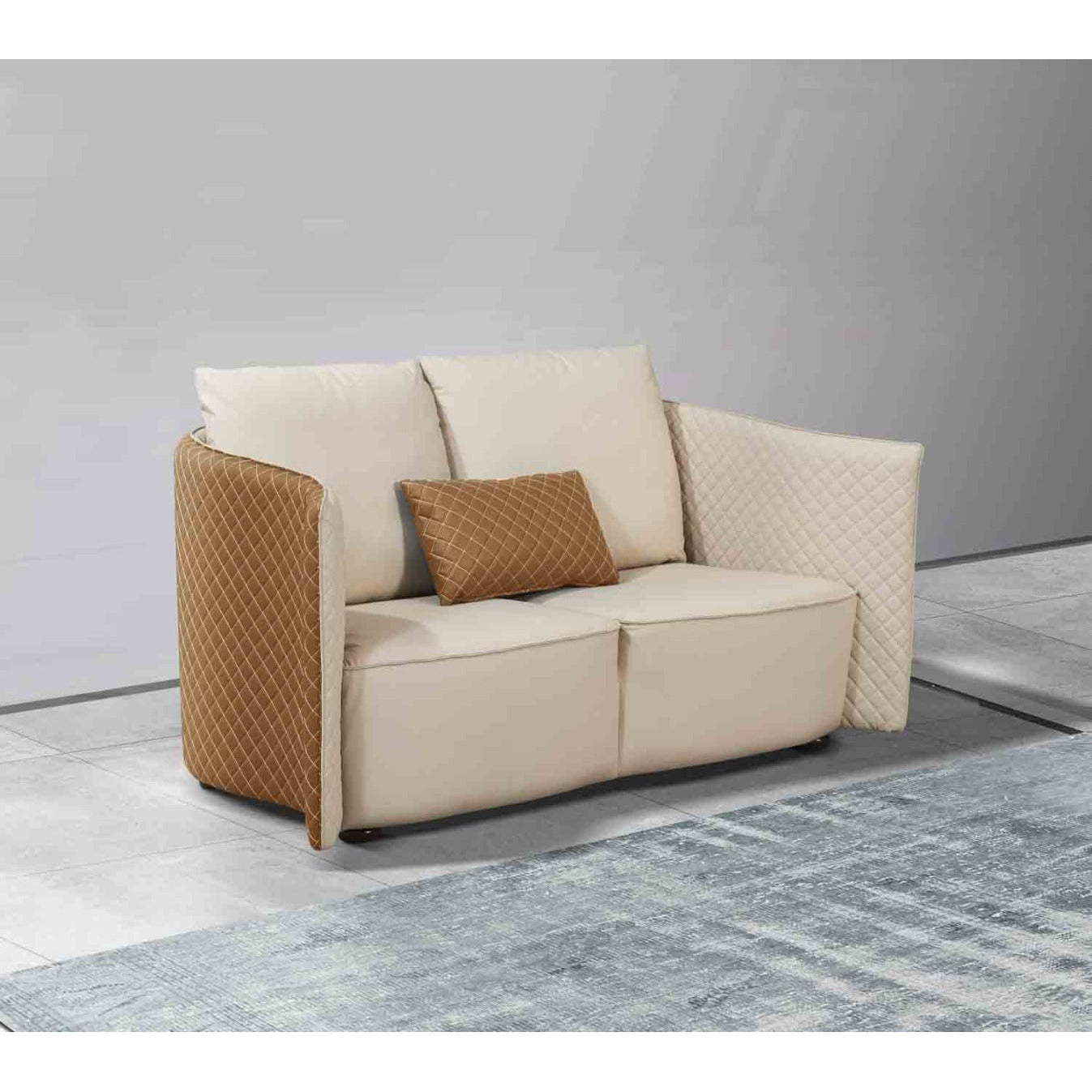 European Furniture - Makassar Loveseat in Sand Beige & Orange - 52552-L - New Star Living