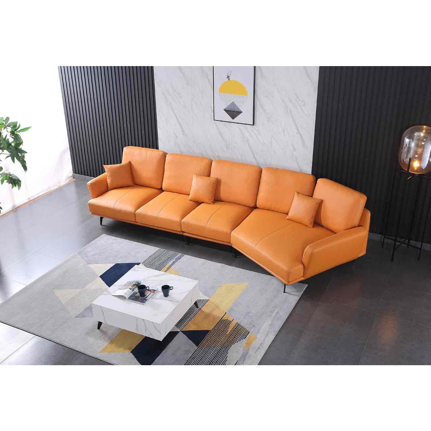 European Furniture - Galaxy Right Hand Chaise Sectional in Smokey Orange - 54430R-3RHC - New Star Living