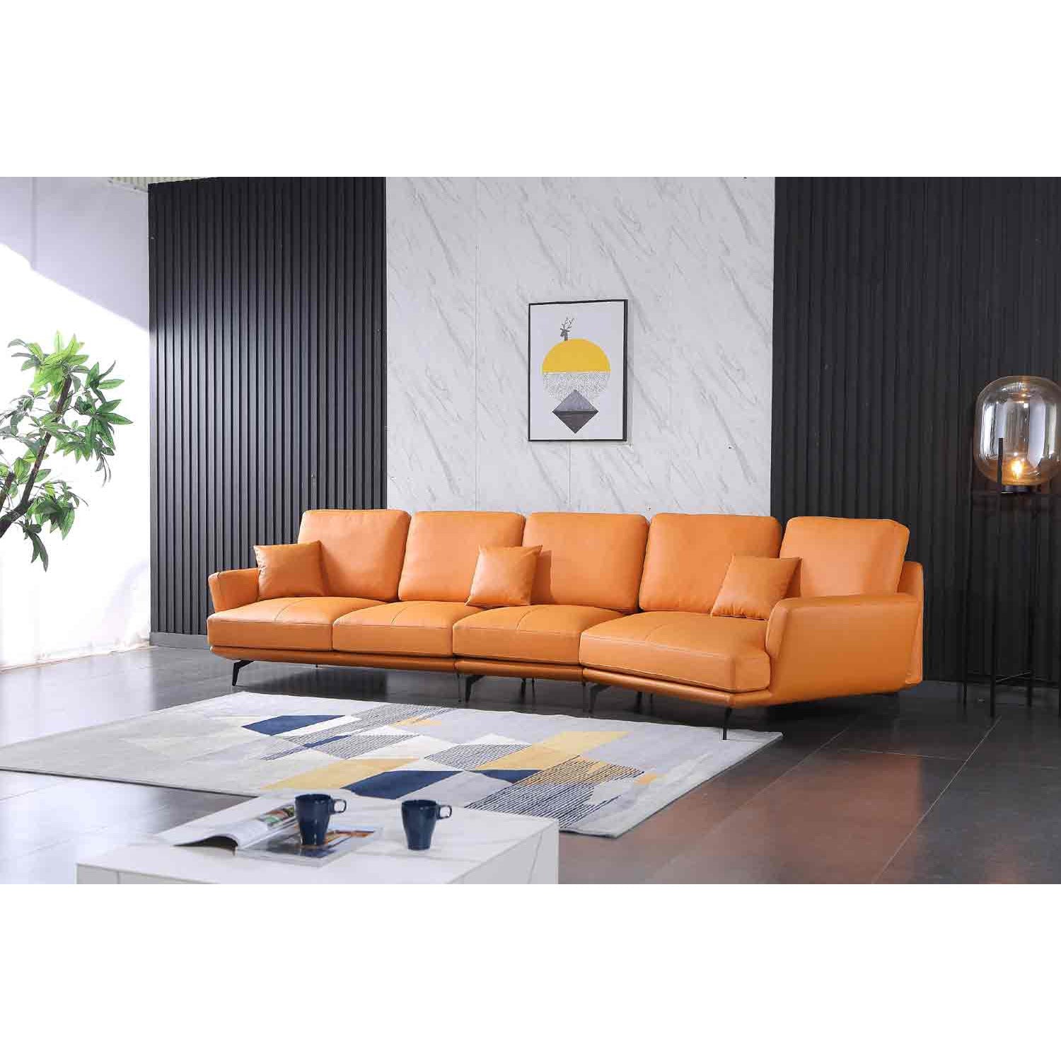 European Furniture - Galaxy Right Hand Chaise Sectional in Smokey Orange - 54430R-3RHC - New Star Living