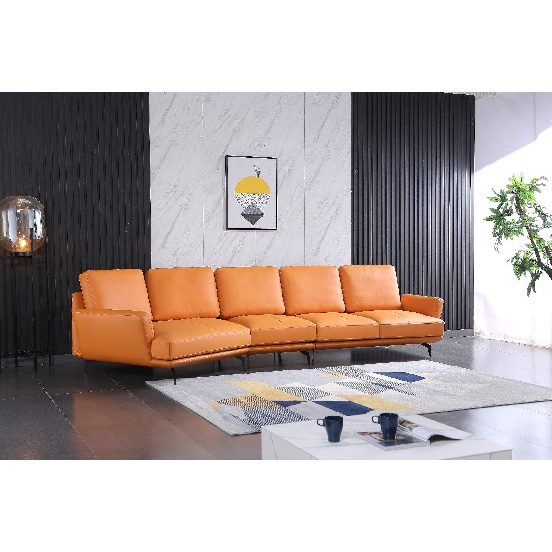 European Furniture - Galaxy Left Hand Chaise Sectional in Smokey Orange - 54431L-3LHC - New Star Living