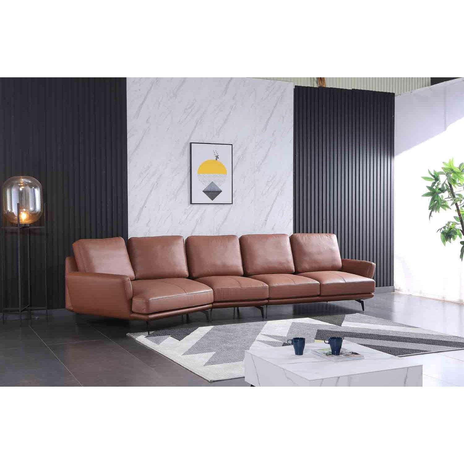 European Furniture - Galaxy Left Hand Chaise Sectional in Russet Brown - 54432L-3LHC - New Star Living