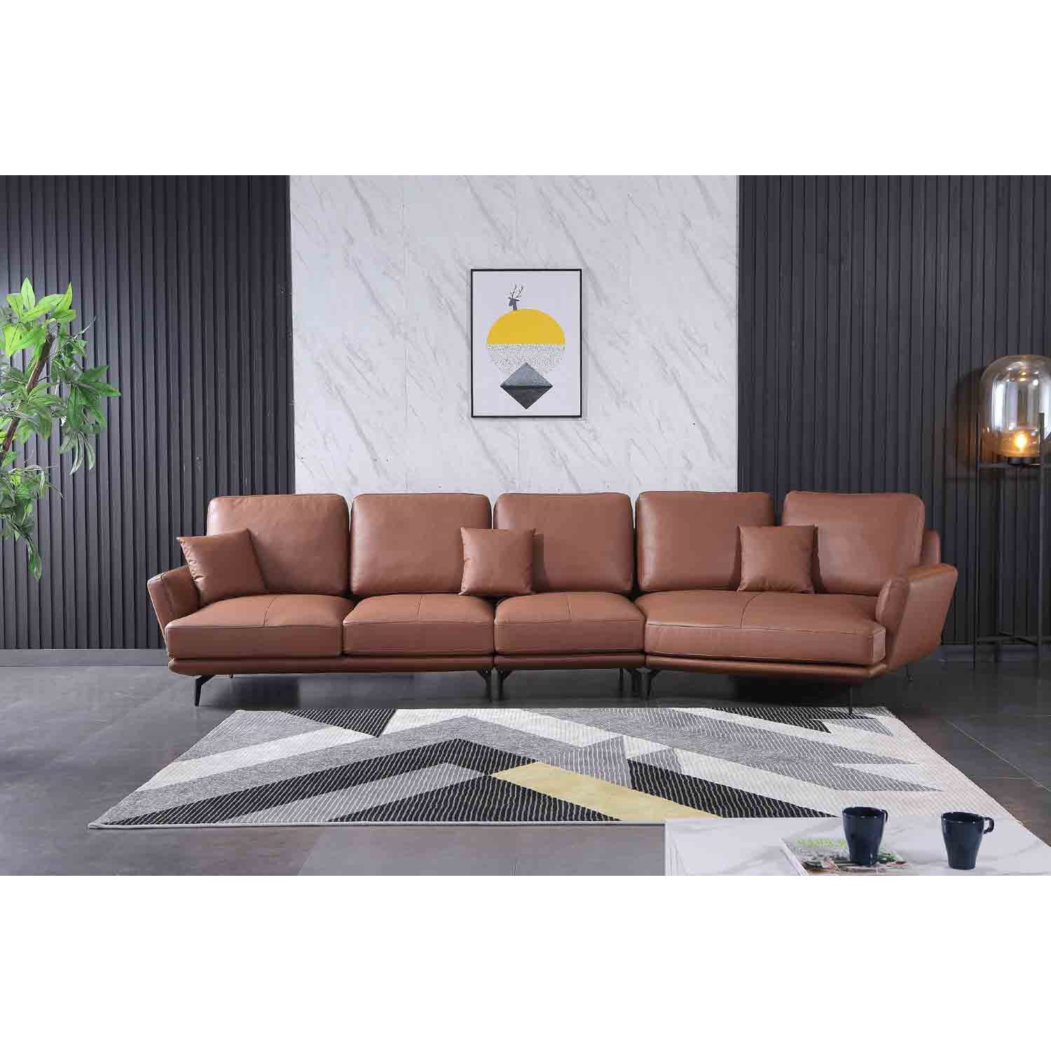 European Furniture - Galaxy Right Hand Chaise Sectional in Russet Brown - 54433R-3RHC - New Star Living