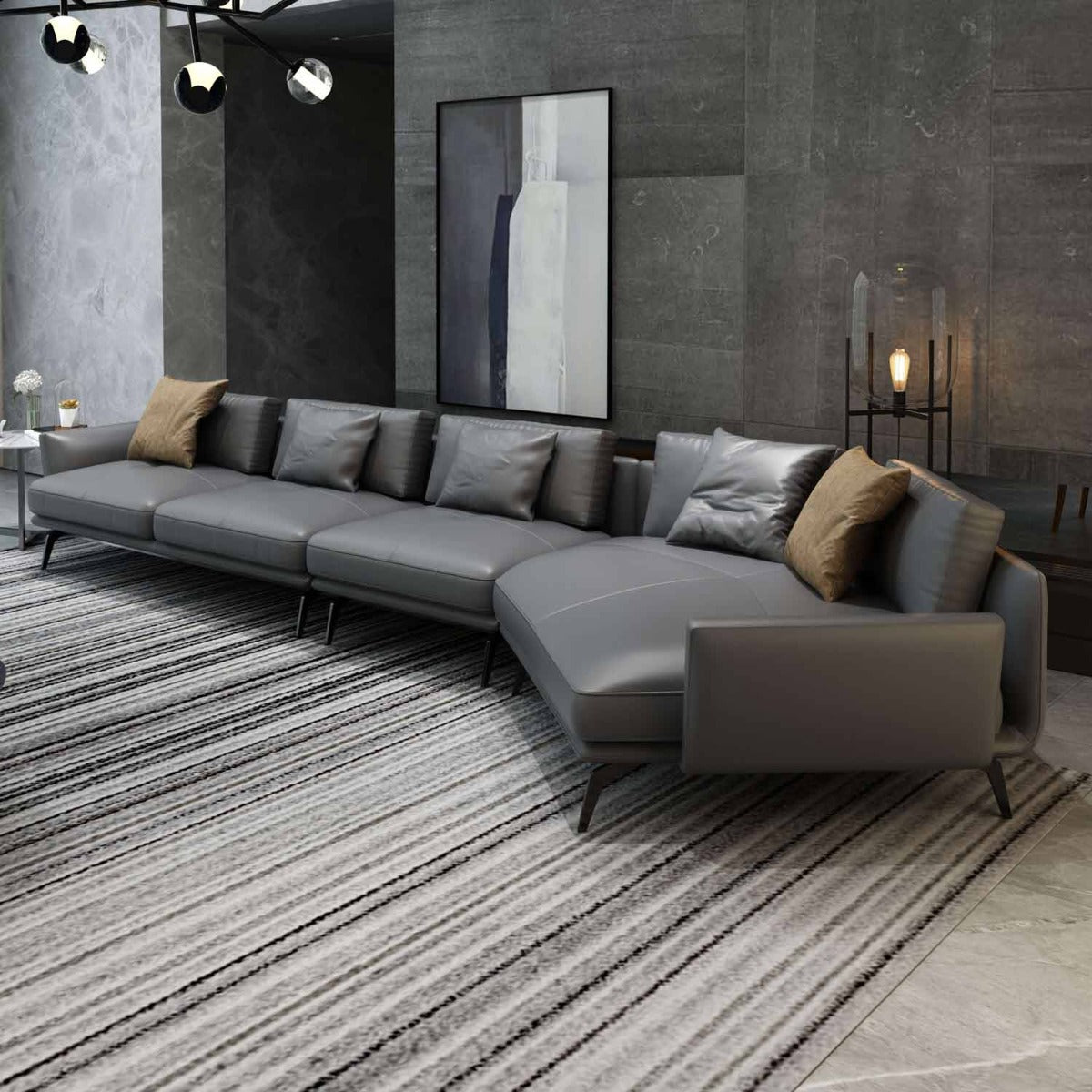 European Furniture - Galaxy Right Hand Chaise Sectional in Smokey Grey - 54434R-3RHC - New Star Living