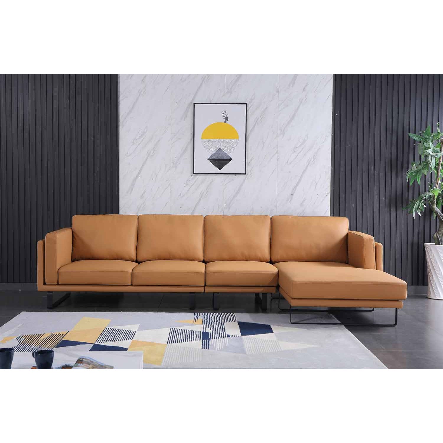 European Furniture - Fidelio Right Hand Facing Sectional in Cognac - 58668R-2RHF - New Star Living