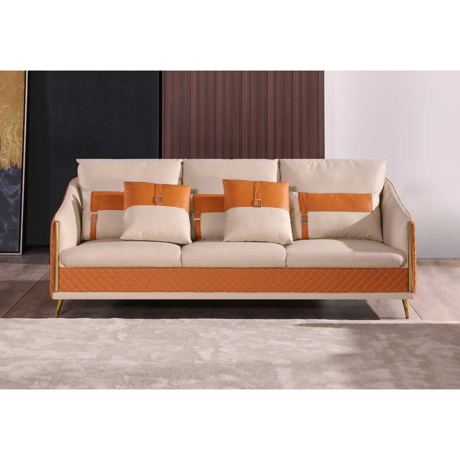 European Furniture - Icaro Sofa in Off White-Orange - 64455-S - New Star Living