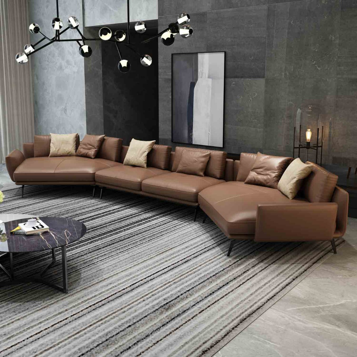European Furniture - Venere 6 Seater Sectional in Russet Brown - 65551-6S - New Star Living