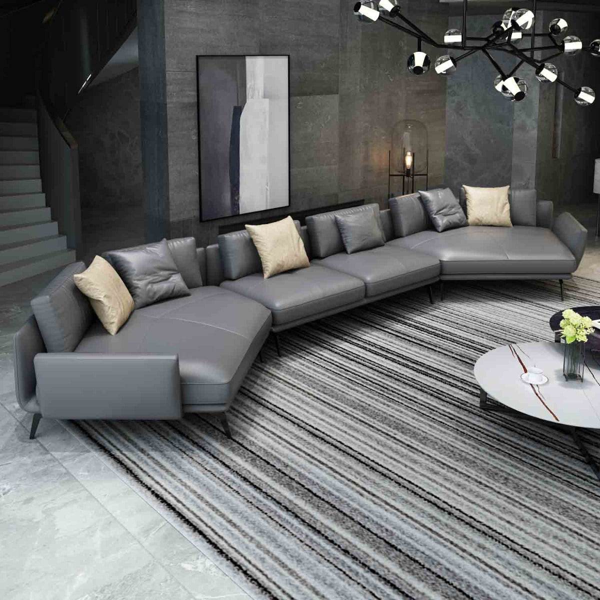 European Furniture - Venere 6 Seater Sectional in Smokey Grey - 65553-6S - New Star Living
