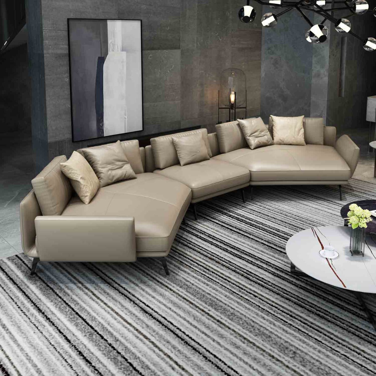European Furniture - Venere 6 Seater Sectional in Tan - 65555-6S - New Star Living