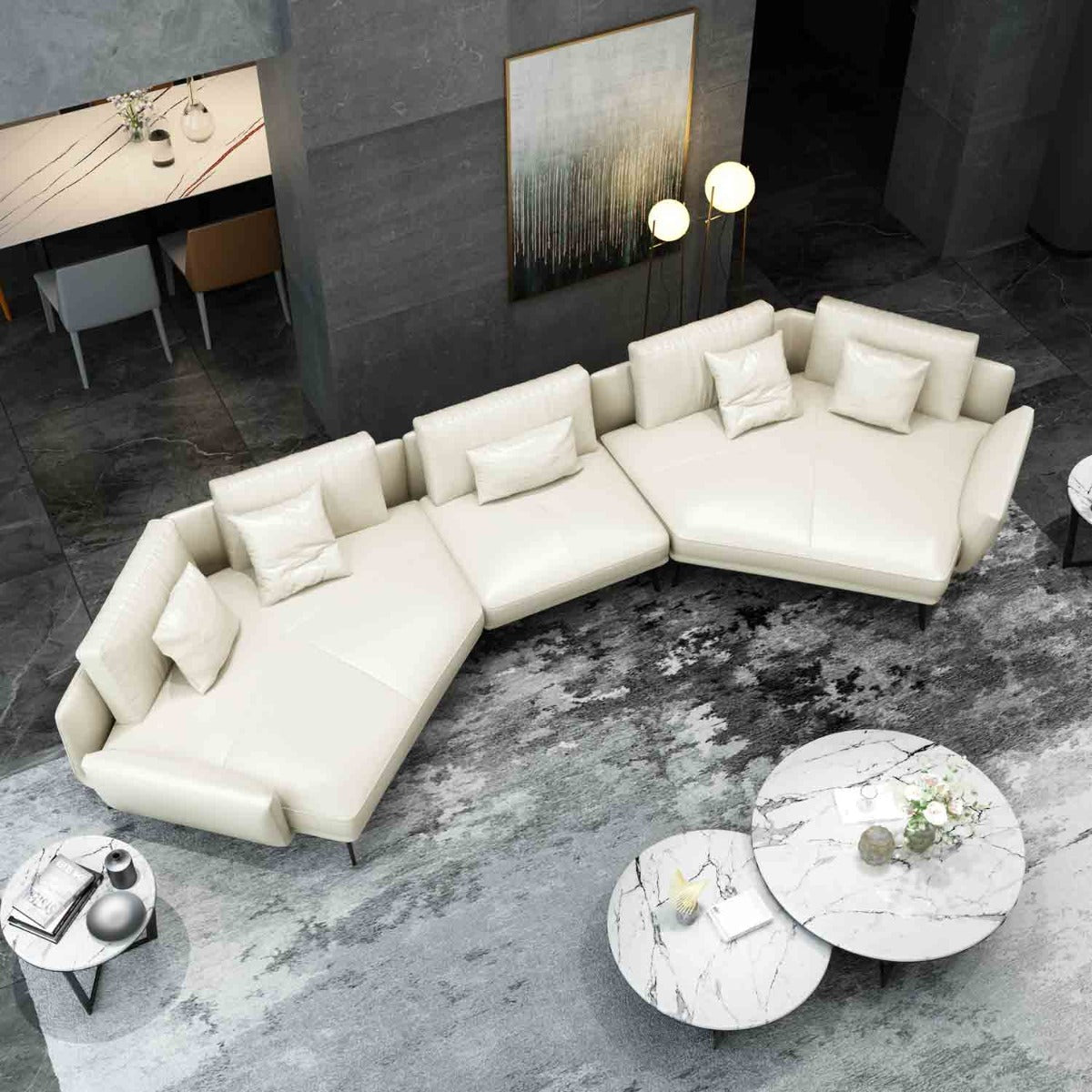 European Furniture - Venere 5 Seater Sectional in Off White - 65556-5S - New Star Living