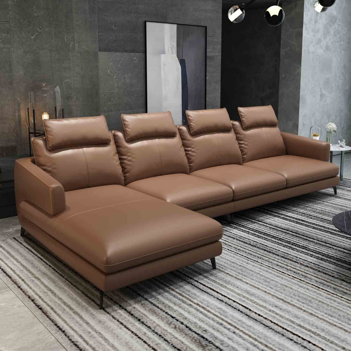 European Furniture - Marconi Left Hand Facing Sectional in Russet Brown - 74533L-3LHF - New Star Living