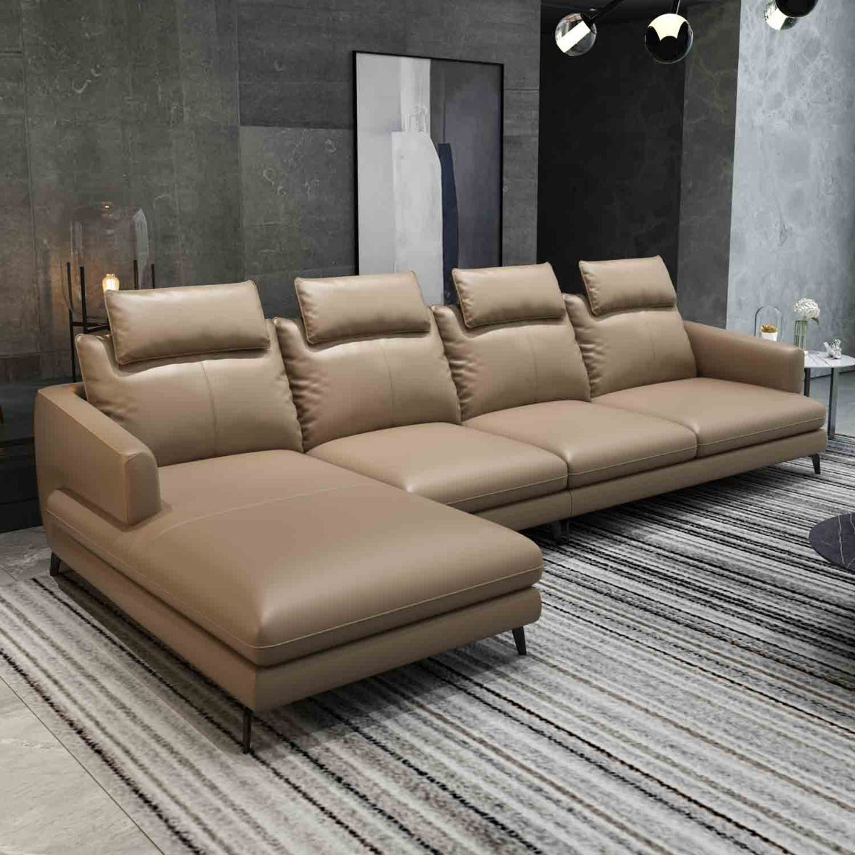 European Furniture - Marconi Left Hand Facing Sectional in Tan - 74535L-3LHC - New Star Living