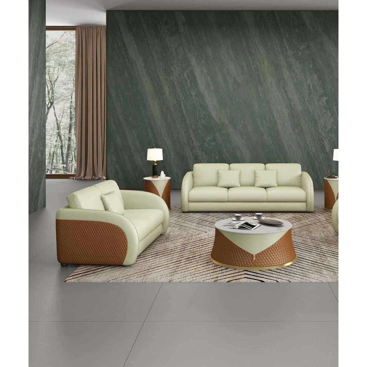 European Furniture - Noir Sofa in Beige & Cognac - 90881-S - New Star Living