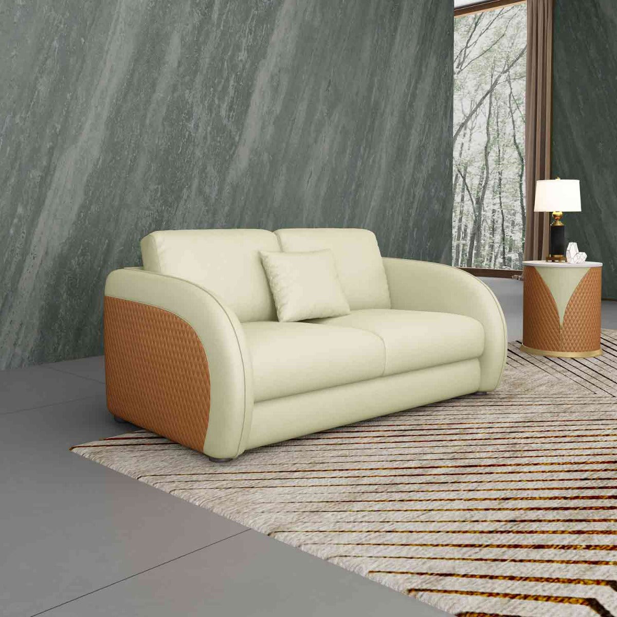 European Furniture - Noir 3 Piece Living Room Set in Beige & Cognac - 90881-3SET - New Star Living