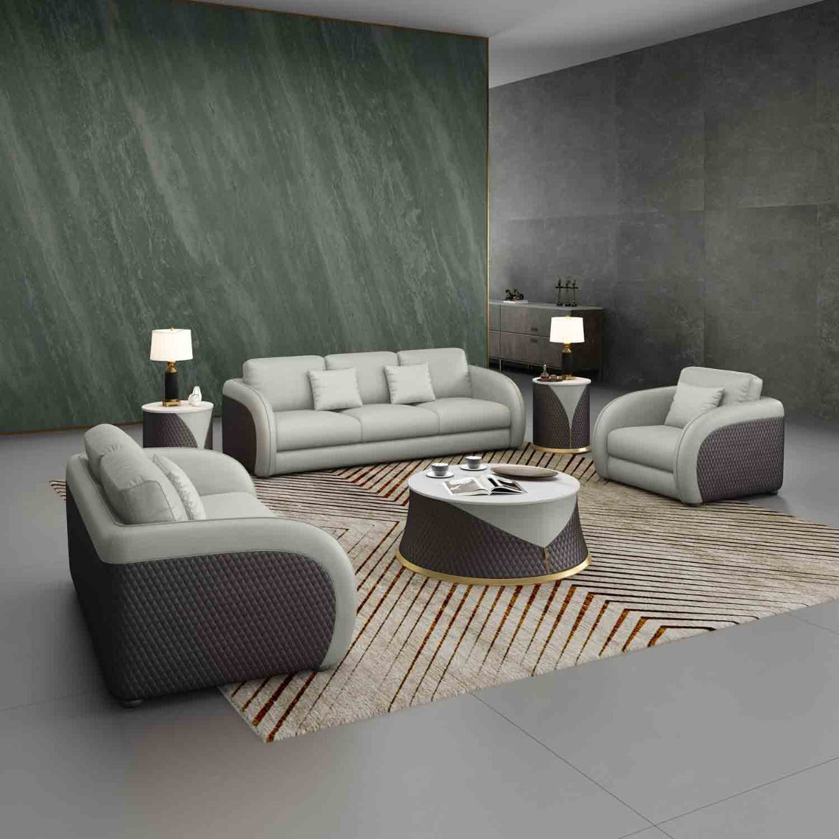 European Furniture - Noir 2 Piece Living Room Set in Grey & Chocolate - 90882-2SET - New Star Living