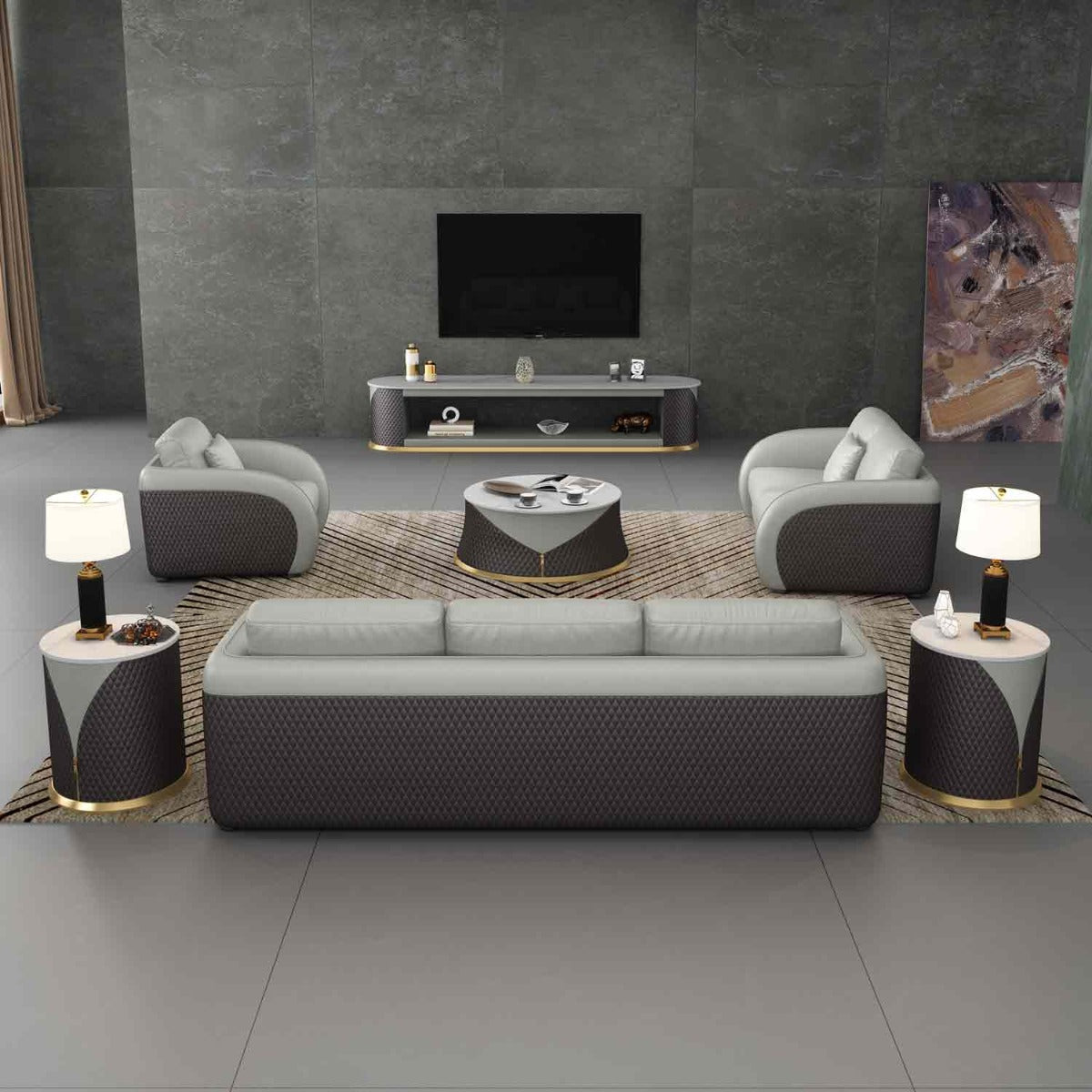 European Furniture - Noir Loveseat in Grey & Chocolate - 90882-L - New Star Living