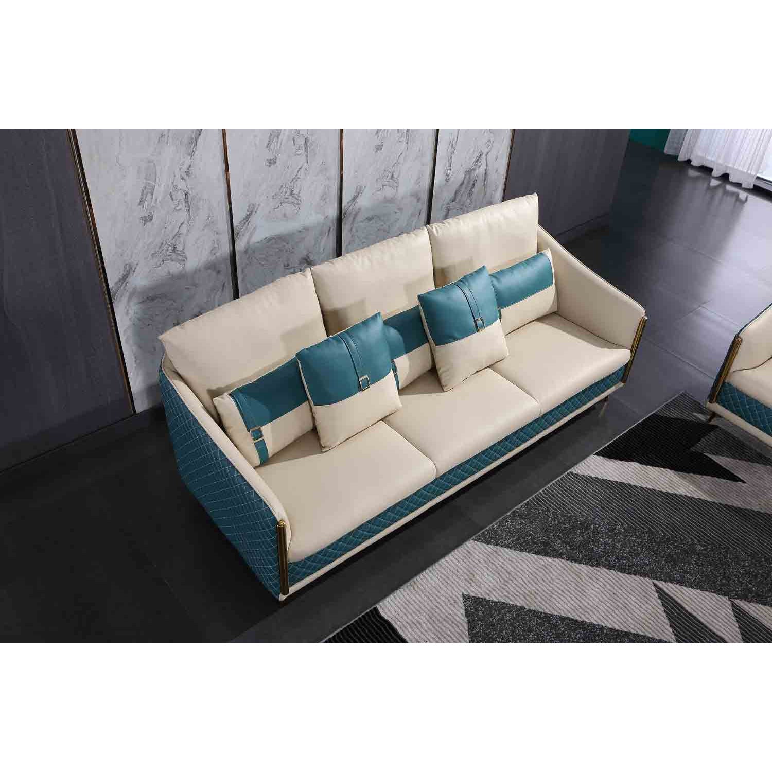 European Furniture - Icaro Sofa in Off White-Blue - 64457-S - New Star Living