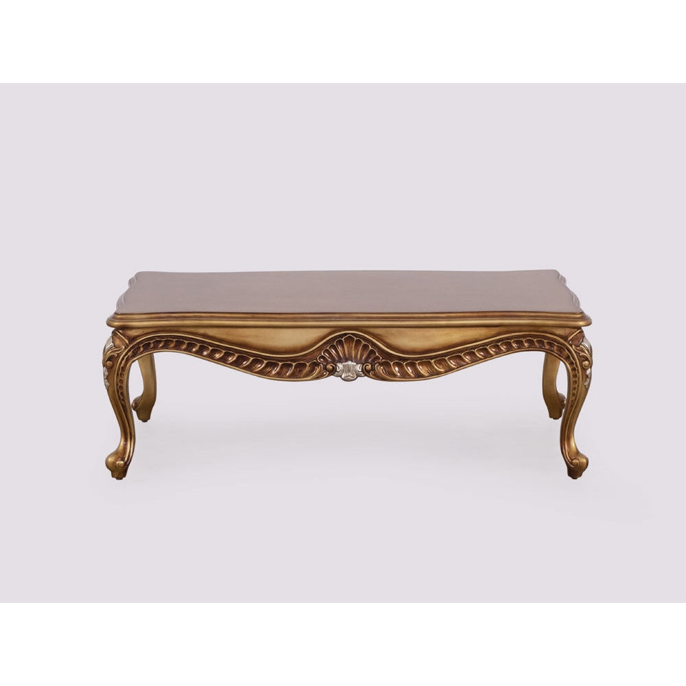European Furniture - Emperador Luxury Coffee Table in Antique Brown with Antique Silver - 42035-CT - New Star Living