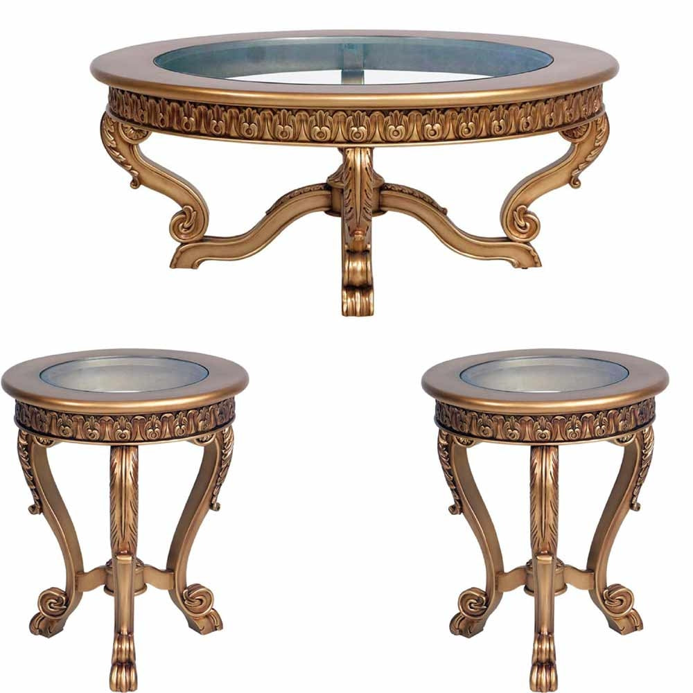 European Furniture - Golden Knights 3 Piece Luxury Occasional Table Set in Golden Bronze - 4590-CT-ET - New Star Living